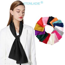 15X145CM Solid Colour Neckerchief for women Small long satin Scarf Korean All-match Narrow Fashion neck Scarf Professional scarfs G220513