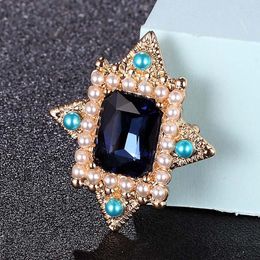 Brooches Zlxgirl Blue Rhinestone Pearl Men's Pendant Jewelry Christmas Gifts Statement Women's Punk Scarf Pins