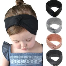 Hair Accessories 2023 Solid Colour Baby Headband Girls Twisted Top Knot Elastic Turban Hairband Kids Haarband Girl Head Wrap