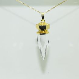 Pendant Necklaces 1pc Jewellery Natural Stone Arrow Charm Chain Necklace Gold Plating Clear Crystal Quartz Women