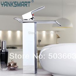 Bathroom Sink Faucets Construction Real Estate Luxury Tall Waterfall Basin Deck Mounted Chrome Ceramic Hole MF-1015 Tap Mixer Faucet1