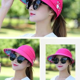 Wide Brim Hats 1pcs Sun Shade Beach-hat Cap Adjustable Casual Summer Print Hat UV-anti Floral Accessory Outdoor O9P1