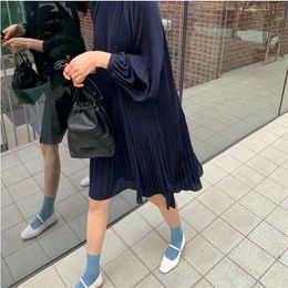Round neck loose maternity dress beautiful women dresses ordinary blue navy blue pure Colour pregnant clothes home casual daily wear simply ba026 B23