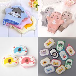 Cotton Baby Bath Shower Brush Super Soft Cute Animal Modelling Sponge Powder Rubbing Towel Ball for Baby Children 3 Colour