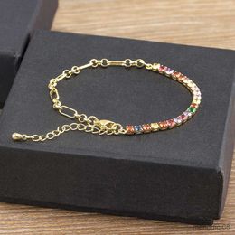 Classic 5 Colors Bracelets Fashion Paperclip Link Chain Light Luxury Zircon Charm Bangle Women Jewelry Party Fine Gift