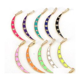 Pendant Necklaces 5Pcs Enamel Colorf Crescent Moon Charms Trendy Dainty Pendants Diy Necklace Jewellery Accessory Drop Delivery Dhp1A