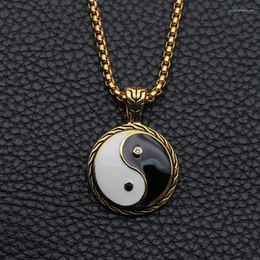 Pendant Necklaces Gold Necklace Men Tai Chi Gossip Pendants Stainless Steel Gifts For Male Accessories Long Hip Hop Jewellery