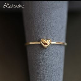 Couple Rings Metiseko Real 925 Sterling Silver Plated 14K Gold Love Ring Simple Versatile Cute Engagement Rings for Women Party Wedding Gift 230519