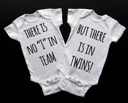 Family Matching Outfits Twin Baby Funny There is No I In Team Baby Shower Gift Baby Shower Twin Clothes Identical Boy Girl Take Home Outfit G220519