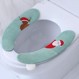 Toilet Seat Covers 1 Pair Cartoon Short Plush Cushion Universal Cover With Handles Soft Warm Sit Sticker