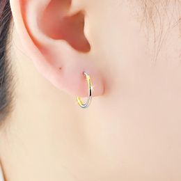 Hoop Earrings Ear Ring Women's Simple And Light Luxury Silver Jewelry 925 Sterling Plating Color Golden Smooth Little