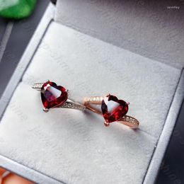 Cluster Rings Natural Garnet Ring 925 Silver Women's Simple Cute And Fashionable All-match