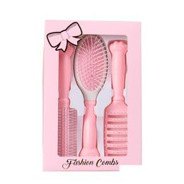 Other Home Decor Airbag Mas Combs 3 Pcs/Set Nylon Pins Mass Paddle Brush Cushion Hair Comb For Straight Curly Wavy Dry Wet Drop Deli Dhtgu