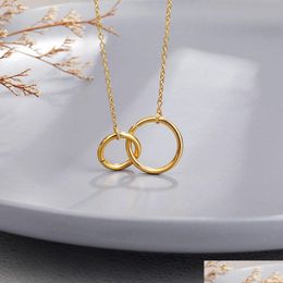 Pendant Necklaces Gold Stainless Steel Necklace Simple Design Infinity Double Circle For Women Sister Jewelry Drop Delivery P Dhgarden Dhpwl