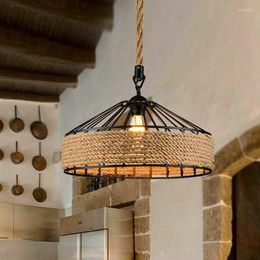 Pendant Lamps Nordic Vintage Industrial Twine Iron Antique Attic Country Kitchen Bar Dining Room Decor Adjustable Creative Ceiling Lights