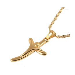 Pendant Necklaces Gold Colour Christian Cross Women Christianity Crucifix Classic Jewellery Charm Jesus Gift Drop Delivery Pendants Dhhvw