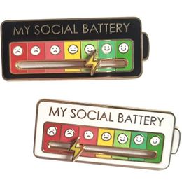 Funny Enamel Pin My Social Battery Creative Lapel Pin Move To The Mood As You Jewellery Artistic Brooch Pin Bag Backpack Jewellery