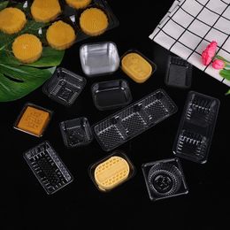 Plates 200 Pcs Reusable Plastic Inner Tray Transparent Moon Cake Box Packing Takeout Containers