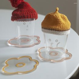 Table Mats 6 Pcs/Set Acrylic Flower Coasters Tea Cup Drinks Holder Pads Heat Insulation Mat Non-slip Placemat