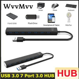 7-Port Powered USB3.0 HUB USB Splitter Multi 3.0 On/Off Switches 5Gbps Split AC Adapter Cable PC For Computer