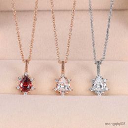 New Teardrop Pendant Necklaces For Women Angel Tears Cubic Zirconia Rose Gold Colour Wedding Party Fashion Jewellery