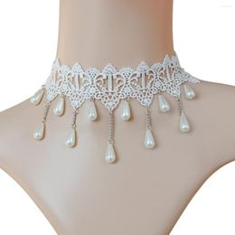 Chains Ins Bridal Fashion Personality Trend Accessories White Lace Drop Pearl Collarbone Chain Fake Collar Necklace Jewellery Female
