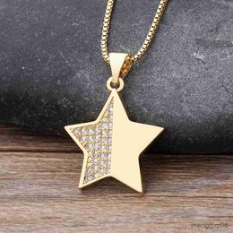 High Quality New Fashion 14 Styles Statement Star Pendant Summer Jewellery Women Gift Temperament Zircon Chain Necklace Golden