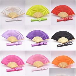 Party Favour Silk Fold Hand Fan Favours And Gifts For Guest Cloth Decoration Folding Fans With Gift Box Drop Delivery Home Gar Dhyue