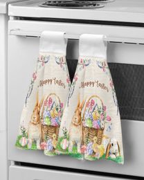 Easter Bunny Egg Duck Flower Soft Microfiber Hand Towel Kitchen Wash Cloths Hand Towels Portable Cleaning Towel