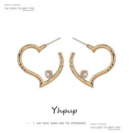 Stud Yup Minimalist Heart Earrings Zirconia Vintage Geometric Gold Brincos Oorbellen Chic Fashion Jewellery For Girl Office Drop Delive Dhmaq