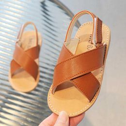 Sandals Summer Todder Boys Baby Sandals Kids Children Boys Flats Korean Cross White Brown Beach Sandals Shoes 1 2 3 4 5 6 Years Old AA230518