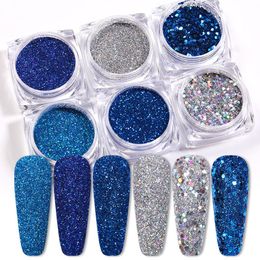 Nail Glitter 6pcs/Set Powder Dust Blue Red Colorful Glitters Sequins Set Art DecorationNail