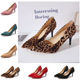 Dress Shoes Plus Size 44 Sexy Elegant Women's Fashion Leopard Print Pointed Toe High Heels 8.5cm Sandals Chaussure Femme 23519