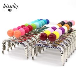 Bag Parts Accessories KISSDIY 10PCS 8.5cm Big Candy Bead Metal Purse Frame Square Glossy Silver Lace Coin Purse Frame Kiss Clasp Accessoryo 230519