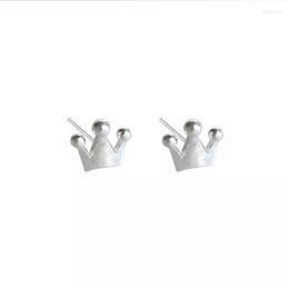 Stud Earrings S925 Sterling Silver Jewelry With Small Crown Cute Temperament Hypoallergenic Ear Piercing Basic For Female Gift