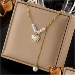 Pendant Necklaces Pearl Necklace For Women 2023 Fashion Heart Elegant Girls Party Body Jewelry Gift Wholesale Drop Delivery Pendants Dhfnr