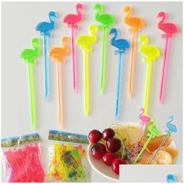 Forks 50Pcs/Lot Plastic Cocktail Fruit Heart/Music Note Picks Children Snack Cake Dessert Fork Party Accessory Drop Delivery Home Ga Dhvhr