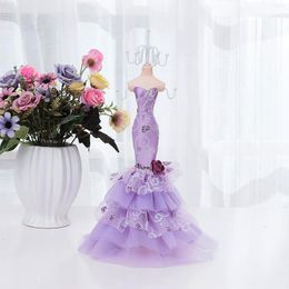 Jewelry Pouches Holder Fashionable Mannequin Display Stand Earring Tower Rack Fancy Dress Clothes Gown Hollow Model Ring