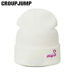 Beanies Beanie/Skull Caps Fashion Knitted Skullies Flamingo Winter Hats Women Knit Hat Thick Warm Female Girls1