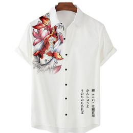 Men's Casual Shirts Summer Men Clothes Street Retro Hawaiian Shirt Man Casual Short Sleeve Top Sea Animal Fish 3d Hd Digital Lapel Men's Shirt 230519