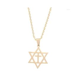 Pendant Necklaces Stainless Steel Mens Star Of David Necklace Cross Megan Jewish Jewellery Drop Delivery Pendants Dhwm7