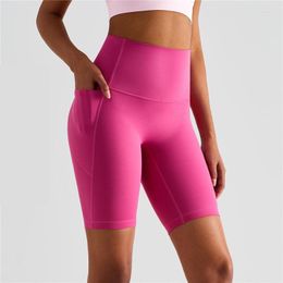 Active Shorts Solid Colour Yoga Short Legging High Waist Side Pocket Fitness Tight Women Sports Cycling Gym Training Private Custom Logo