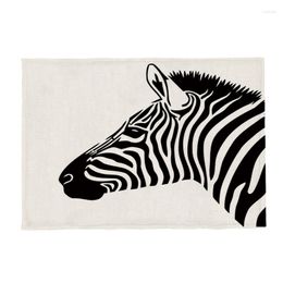 Table Mats Simple Geometric Animal Zebra Polyester Cotton Linen Napkin Cloth Restaurant Tools And Accessories Placemat Washable