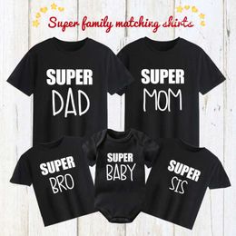 Family Outfits Super Mom and Dad and Baby Family Clothing Cotton Family Appearance Mom and Dad and Child T-shirt Baby Bodysuit Father's Day Gift G220519