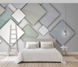 Wallpapers AINYOOUSEM 3D Solid Geometric Square Mosaic Background Wall Papier Peint Papel De Parede Wallpaper Stickers