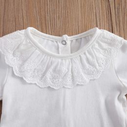 Clothing Sets Baby Long Sleeve Lace Shirt and Shorts with Suspenders Elastic Waist Lotus Leaf Decoration Cute Style Spring Clothing 2Pcs Set