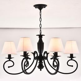 Pendant Lamps American Style Iron Art Lamp Modern Fabric Living Room Bedroom Dining El Chinese Chandelier Lighting