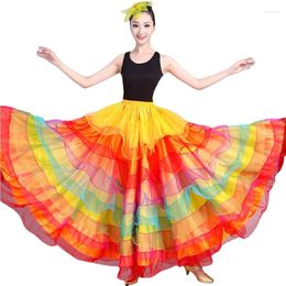 Stage Wear Opening Dance Long Swing Skirt Spain Festival Bust Skirts Adult Female Colourful Costume Lady Chorus Suit H593