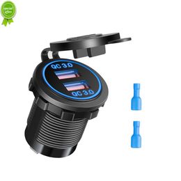 New New Car Charger Dual USB Socket Power Outlet Adapter 5V Waterproof QC3.0 Dual USB Ports Fast Charge for Smartphone Car Boat Marine