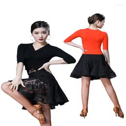 Stage Wear Women Latin Dance Tops Sexy Long/short Sleeved Practise Clothes Performance Ballroom Competition Shirts